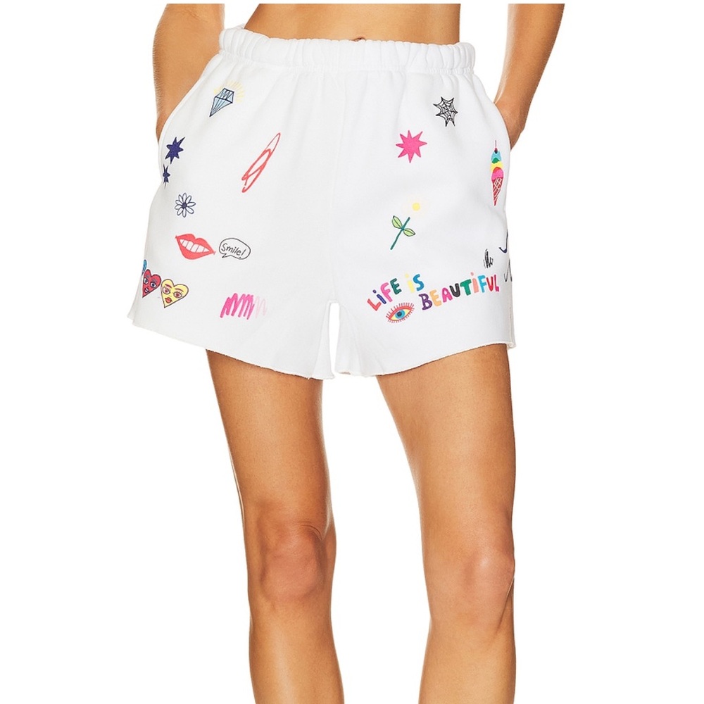 mayfair somebody loves you white sweat shorts size extra small